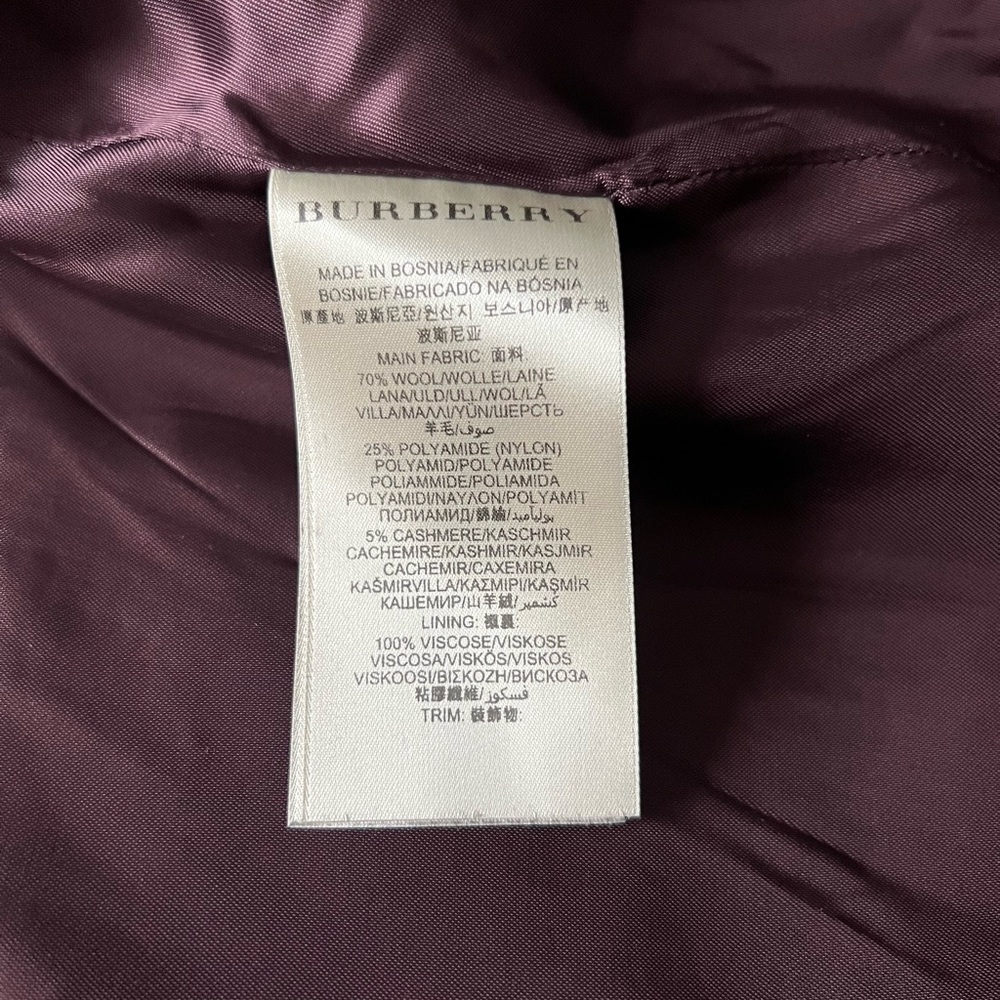 Burberry Brit Burgundy Wool Coat - Picture 9 of 9